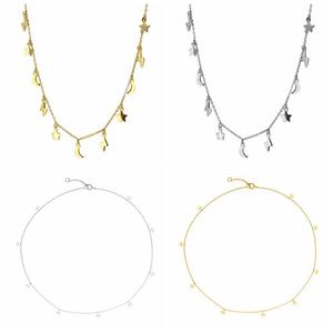 925 Silver Stars and Moon Chokers Halsband för kvinnor Lightning Crystal Clavicle Chain Fashion Smycken Prom Tillbehör