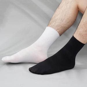 Calzini da uomo da uomo casual sottili lunghi traspiranti maschio bianco nero colori solidi morbido ghiaccio freddo moda calzino ultrasottile