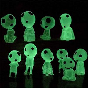 10Pcs/set Mini Figurines Luminous Tree Elves Garden Potted Fluorescent PVC Figure Tree Elf Glowing Garden Ghost Statue Y0914