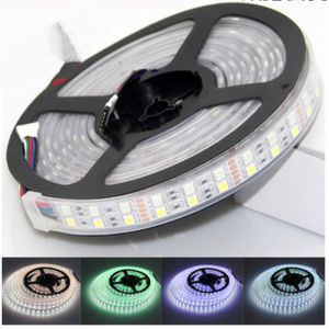 Çift Sıralı 5050 RGBW RGB Beyaz LED Şerit 5 M 600 LEDS SMD Esnek Işık 120 leds / m 12 V DC Su Geçirmez IP67