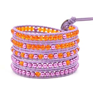 Girls Fashion Hand woven Multilayer Crystal Beads Strands Bracelets mm Imitation Pearls Wrap Jewelry
