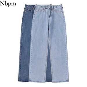 Nbpm Mode Wide Leg Jeans Frau Hohe Taille Baggy Jeans Mädchen Streetwear Denim Hosen Hosen Femme Lose Boden 210529