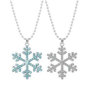 Pendant Necklaces Women Girls Snowflake Shining Crystal Flower Christmas & Pendants Jewelry For Sweater Necklace