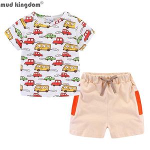 Mudkingdom söt toddler pojke kort set lite s outfits djur skjorta och för sommarkläder kostym regnbåge slitage 210615