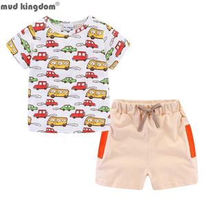 Mudkingdom Cute Toddler Boy Short Set Little s Outfits Animal Shirt and for Summer Clothes Suit Rainbow Wear 210615