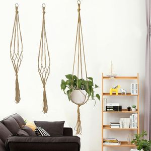 90-122 cm Garnek Kwiatowy Kosz Wiszący Handmade Macrame Wiązany Lina Netto Wieszak Wieszak na Ślub Ogród Wall Decor Sadzarki Po Garnki