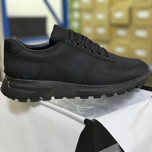 Män Prax 01 Sneakers Designer Skor Real Leather Platform Flat Trainers Black Cloth Lace-up Runner Andningsbar Canvas Sko Gummi Sole 276