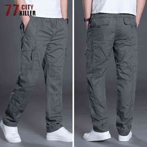 77city killer calças casuais plus size 5xl 6xl algodão respirável joggers masculino militar reto multi-bolso calças de trabalho masculino g0104