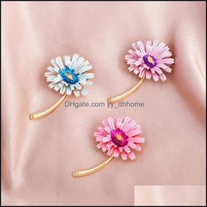 Pins, Brooches Jewelry Daisy Flower Enamel Pin Women Pins And Fashion Flowers Brooch Bouquet Clothes Gift For Drop Delivery 2021 Jiwm0