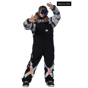 Wholesale ski suspenders womens for sale - Group buy Skiing Pants One piece Suspenders Ski Loose Waterproof And Warm Colorful Luminous Winter Snow Trousers Snowboarding Bibs Women Men