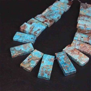 15.5"strand Natural Blue Jades Top Drilled Rectangular Slab Loose Beads,Raw Ocean Agates Slice Nugget Pendants Jewelry