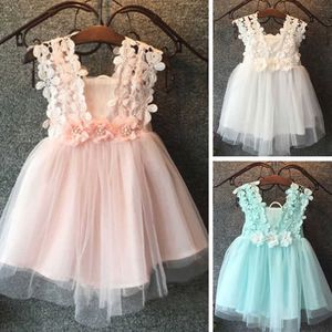 2-7 anni Baby Girl Cerimonie Dress Solid Green White Pink Tutu Dress For Girls Clothes Wedding Party Gown Princess Dress Girls Q0716