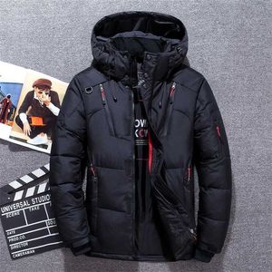 Casual Winter Warm Snö Jackor Herrkläder Vit Duck Down Jacket Parkas Man Tjockad Coats Man -20 Grad Windbreaker Park 211124