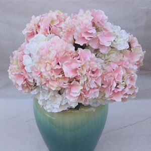 Artificial Flowers Hydrangea Bouquet 5 Fork Heads Silk Flower Real Touch Fake For DIY Table Home Wedding Birthday Decor