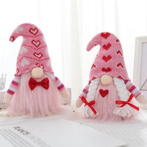 Decorazioni festive per San Valentino Gnomi Mr e Mrs Coppia Decorazioni per bambole in peluche Regali dolci Tavolo per la casa Ornamento elfo rosa RRA11833