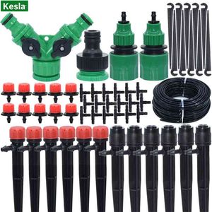 5M-25M Automatic 1/4'' Micro Drip Irrigation Garden 4/7mm Hose Watering System Kits & Adjustable Nozzle Dripper 210622
