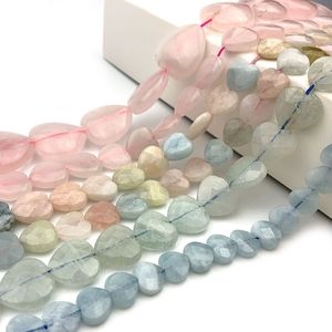 14-20mm Natural Morgan Aquamarines Rose Quartzs Heart DIY Loose Stone For Jewelry Making Beads Bracelets Necklace