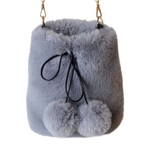 Fashion Plush Diagonal Shoulder Chain Bag Barrel Korean Version Artificial Fur Wild Patterns Large-capacity Plush Ball Backpack
