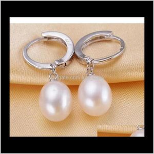 Stud Jewelry Drop Delivery 2021 A Pairs Of 8-9Mm Rice Natural Freshwater Pearl 925 Sier Anti-Allergic Earrings Dixgq