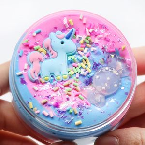 100ml Unicorn Puff Slime Plastic Clay Ljus Färgglad Modellering Polymer Sand Fluffig Plasticine tuggummi för handgjord leksak 0368