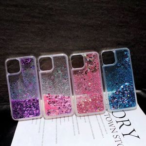 Shockproof Liquid Soft TPU Phone Cases For Iphone 12 MINI 11 Pro Max XR XS 8 7 Samsung S20 S21 Note 10 Quicksand Bling Glitter Sparkle Floating Back Cover