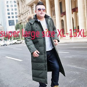 Men's Down & Parkas High Quality Hooded Fur Collar Men Super Large Coat Winter Thickening X-long Casual Jacket Plus Size 11XL12X13X14XL15XL1