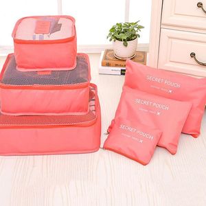 Förvaringspåsar Portable Zipper Bag 6 st Travel Set för Kläder Tidig Organiser