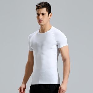 Sports t-shirt men's elastic quick drying Pro fitness suit gym crew neck tight training running suit X0322