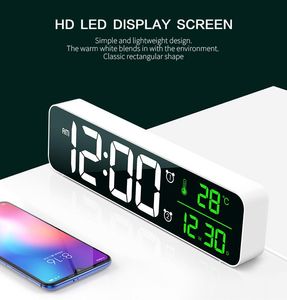 Other Clocks & Accessories LED Music Digital Alarm Clock Desktop Mirror Temperature Date Display Home Table Decoration Electronic 2 Alarms