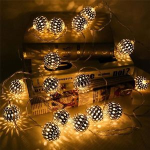 Wholesale moroccan solar lantern for sale - Group buy Solar Lamps LED Moroccan Lantern Lamp Premium Quality Waterproof Powered Fairy Metal Globe String Light For Christmas Trees
