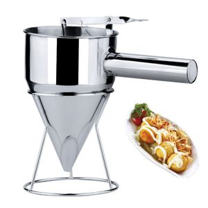 Octopus Balls Tools Stainless Steel Piston Funnel With Support Cone Batter Dispenser for Takoyaki and Baking