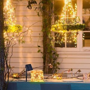 Украшение партии 100 Светодиодные солнечные светлые светильники светильника светильника для праздника рождественские водонепроницаемые фея садовая гирлянда
