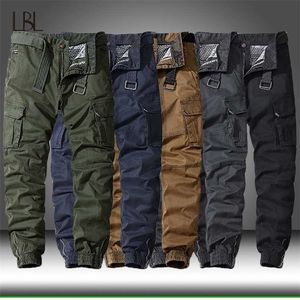Mężczyźni Casual Cotton Cargo Spodnie Elastyczne Na Zewnątrz Turystyka Trekking Taktyczne Spodnie dresowe Męskie Wojskowe Multi-Pocket Combat Spodnie 211201