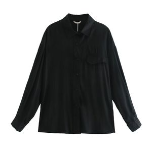 Zarif Siyah Ipek Gömlek Artı Boyutu Gevşek Bluzlar Kadınlar Büyük Boy Ofis Bayanlar Giysileri 210421