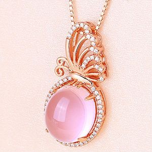 Wholesale bridal wedding gifts for sale - Group buy Exquisite Rose Gold Plated Butterfly Necklace Natural Pink Gems Crystal Bridal Wedding Jewelry Lover s Xmas Gifts Pendant Necklaces