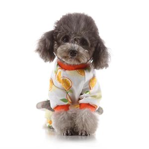 Hundkläder söt orange husdjur 4 ben pyjamas casual hemkläder bomullsutrustning valp alla säsonger jumpsuit för kläder