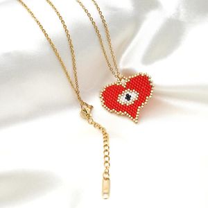 Naszyjniki wisiorek Go2Boho Lucky Eye Naszyjnik dla Panie Biżuteria Meksykańska Biżuteria Serce Miyuki Seed Bead Collier 2021 Zło