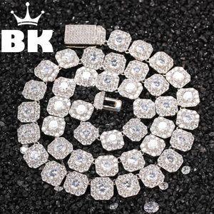 THE BLING KING10mm flowerfulSquare Rock Cubic Zirconia Tennis Lovely Top Quality Hiphop Necklace Luxury Full Iced Out CZ Jewelry X0509