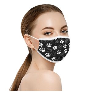 Ny vuxen engångskatt och björn PAW PRINT FOOTPRINT MASK Tre-Layer Non-Woven Fabric