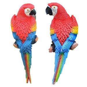 Christmas Decorations Resin Parrot Statue Wall Mounted DIY Outdoor Garden Tree Decoration Animal Sculpture Ornament