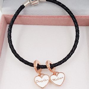 Trendy jewelry making kit MOTHER AND DAUGHTER HEARTS charms pandora 925 silver gold bracelet for women men chain spacer bead heart necklace pendant gifts 782072EN23