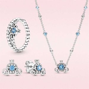 Серьги из серебра 925 пробы с тыквой, автомобильной короной, ожерелье, кольцо, блестящий циркон, модные украшения для женщин, любимый подарок 220209