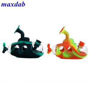 submarine silicone hand pipe hookah water heater glass Pipes Herb Cigarette bong Smoking Accessories dab rig