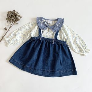 Casual Baby Girls Sleeveless Cowboy Braces Dresses Children Spring Kids Girl Clothing 210429
