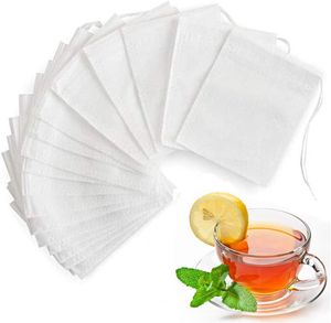 100 st non-woven engångsfilter Kaffeverktyg Tomma dragsko Seal Filters Teabags Herb Loose Tea Bag 8 * 10 cm