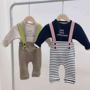 Frühling Neue Kleinkind Baby Jungen Mädchen Streifen Ärmellose Overall Outwear Hosen Kleidung Baby Nette Allgleiches Gestreiften Overalls 210413