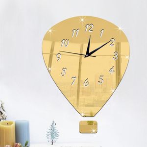 Wall Clocks Acrylic Mirror Silent Clock Simple Air Balloon Pattern Living Room Bedroom Study Home Decoration