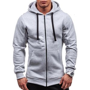 Мужчины весенние твердые молния кардиган толстовки Slim Fit Sportswear мода повседневные толстовки Dropshipping