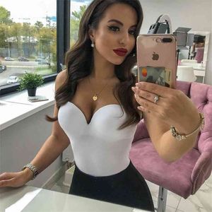 Bodysuit Women Sexy Backless Summer Clothes Solid V-neck Thong Nude Bodycon Top Club Black Body Lady Elegant Seamless 210607