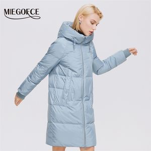 Miegofce冬の女性のコートシンプルなファッションロングジャケット女性プロのパーカーフェムメ冬コートD21858 210930